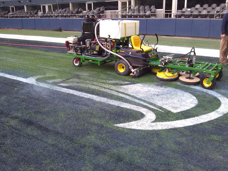 Paint removal from the Seahawks field.