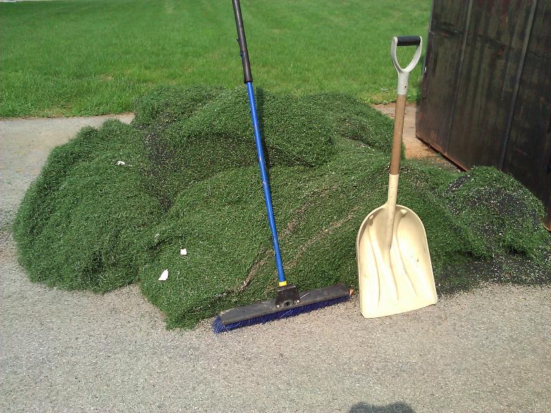 Artificial Turf Fibers removed from a problem field making it more presentable.